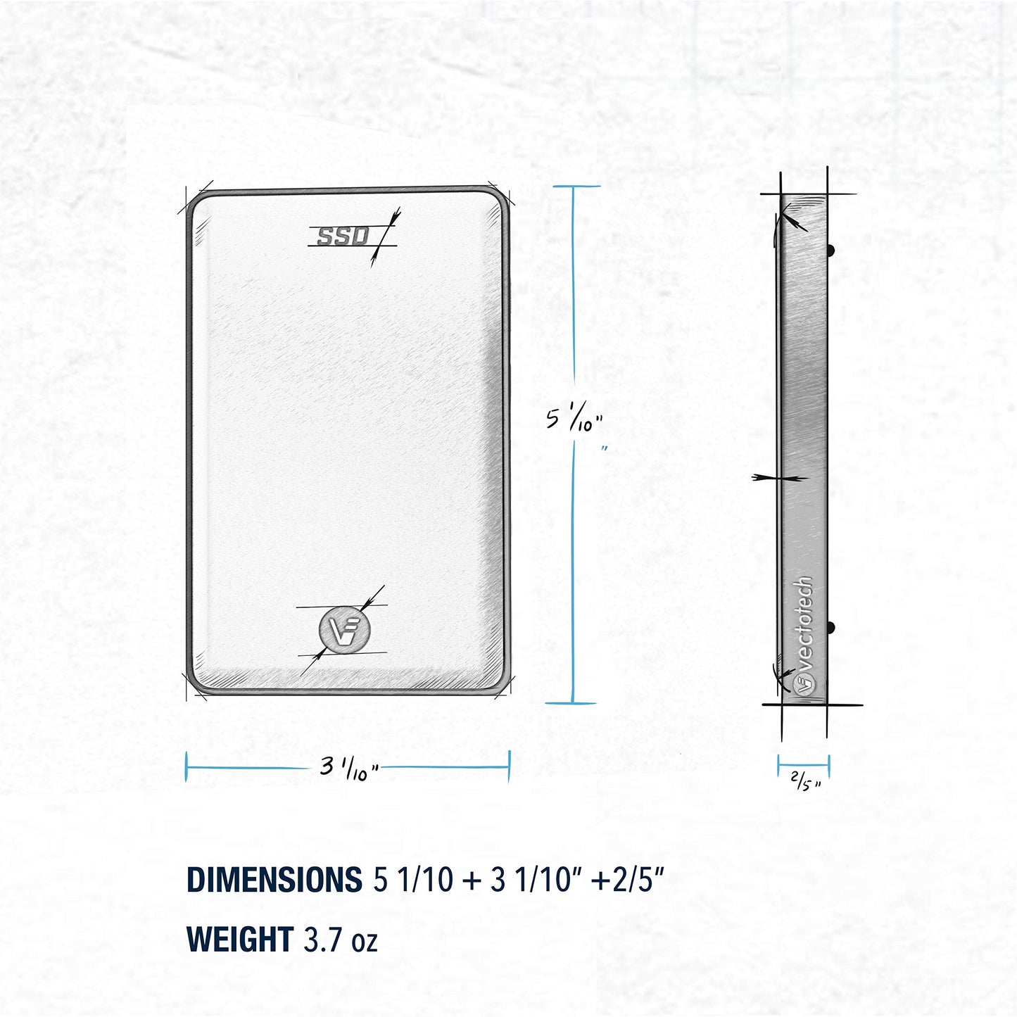 VectoTech 16TB External SSD USB-C Portable Solid State Drive (USB 3.1 Gen 2) | 3D NAND Flash | Rapid