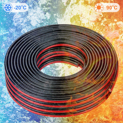 Shirbly 10 Gauge Wire 50FT Tinned Copper Wire - 2 Conductor Parallel Wire Insulated Stranded Wire for Solar Panel Car Audio Auto, Low Voltage Electrical Wire for LED Lighting (10AWG 50FT)