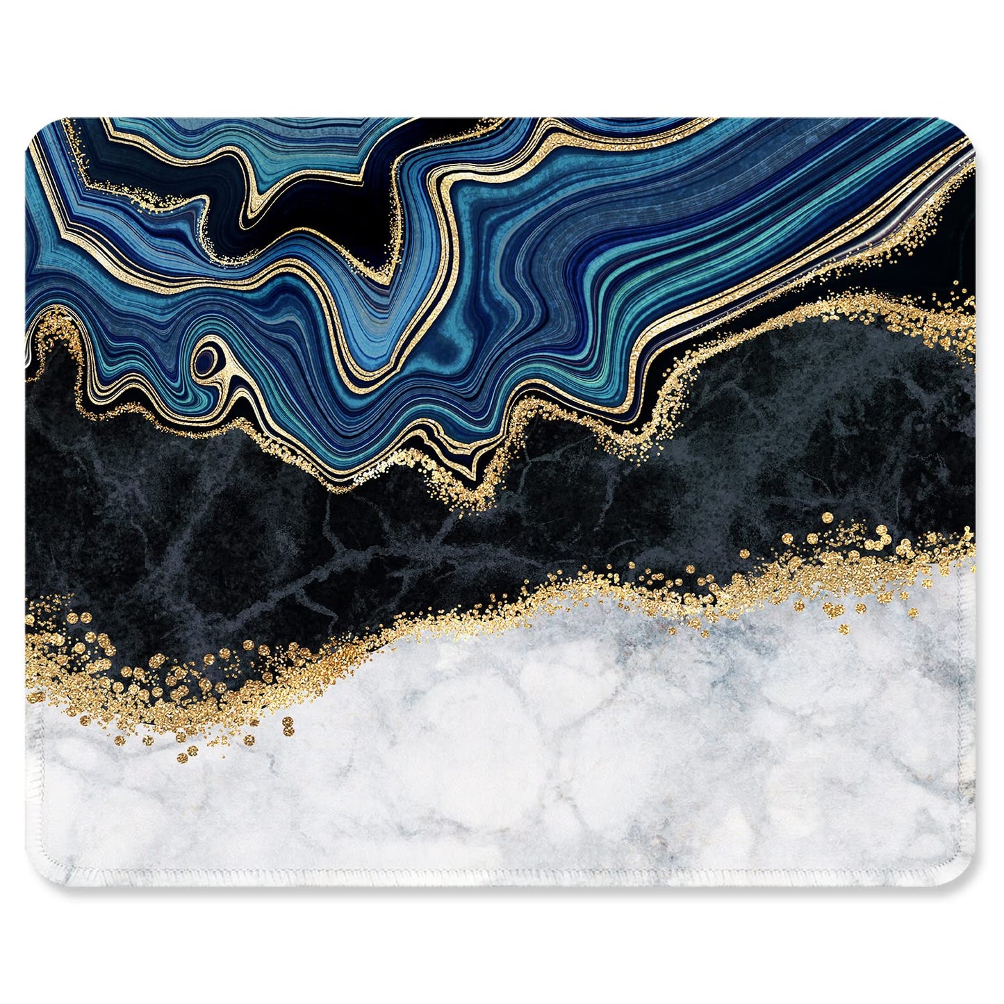 ITNRSIIET Mouse Pad with Stitched Edge Premium Textured Smooth Precise Operation Waterproof Washable Non-Slip Rubber Base Desktop Protection Mat, 10.2×8.3×0.12 inches, Abstract Art Marble
