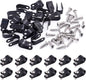 Swpeet 120 Pack Black 3/8 Inch Nylon Plastic R-Type Cable Clips Clamp Kit, Nylon Screw Mounting Cord Fastener Clips with 120 Pack Screws for Wire Management (3/8 Inch, Black)