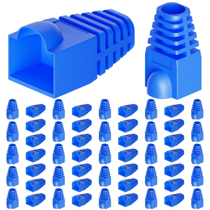 CableGeeker Cat6 RJ45 Strain Relief Boots, 100-Pack, 6.5mm, Blue