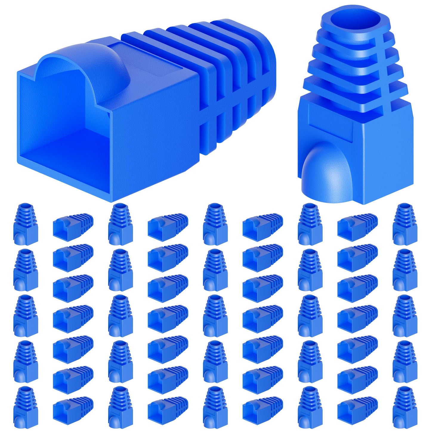 CableGeeker Cat6 RJ45 Strain Relief Boots, 100-Pack, 6.5mm, Blue