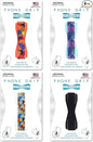 LOVEHANDLE Universal Phone Grip for Most Smartphones, Mini Tablets and Cases, Swirl Design Elastic Strap with Colored Base, 4 Piece Value Pack