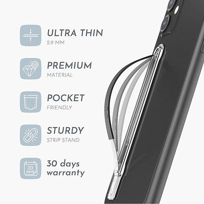 SleekGrip Premium: Swappable Phone Stand & Phone Grip - Ultra Thin Convertible Grip Holder Fits Most iPhone and Android Cases, Phone Strap Compatible with Wireless Chargers and Car Mounts