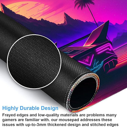 Purple Cyberpunk Fantasy Gaming Mouse Pad - XL Extended Sci-Fi Neon City Design Desk Mat for Computers, Office & Gaming (31.5" x 15.7")