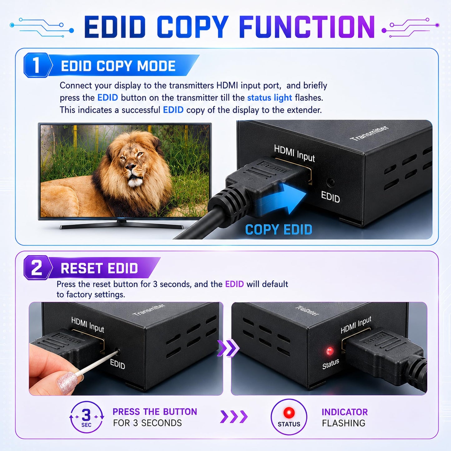J-Tech Digital HDMI Extender over cat5e/6 1080P@200ft HDMI Balun Over Single Ethernet Supports EDID Copy Compatible with Dolby Digital DTS