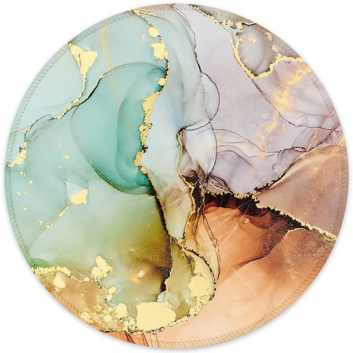 ITNRSIIET Round Mouse Pad with Stitched Edge Premium-Textured Waterproof Non-Slip Rubber Base Desktop Protection Mat Diameter 8.7 inches, Rose Gold Marbling