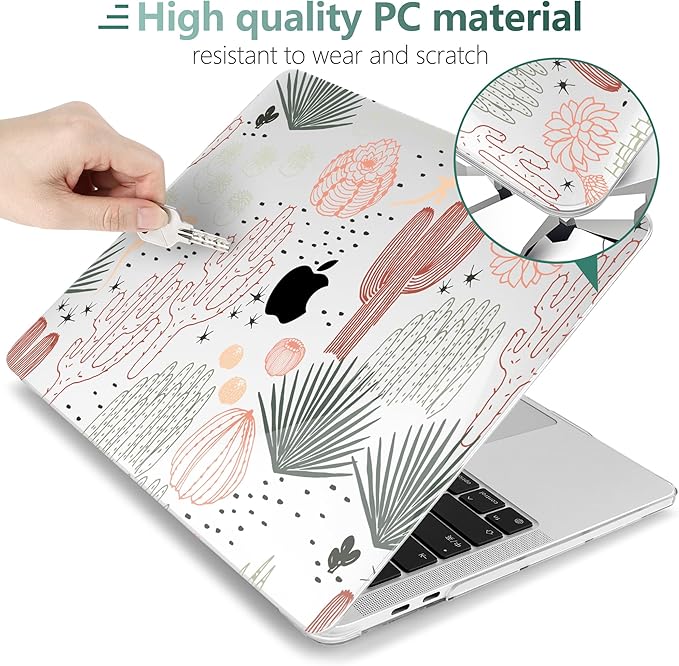 MEEgoodo Case for MacBook Pro 13 inch, Laptop Hard Shell Case with Keyboard & Camera Cover, Cacti