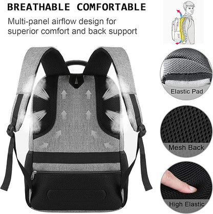 17 Inch Laptop Backpack, Business Anti Theft Slim Durable Laptops Backpack with USB Charging Port, Water Resistant College Computer Bag Gifts for Men & Women Fits 15.6 Inch Notebook-Grey