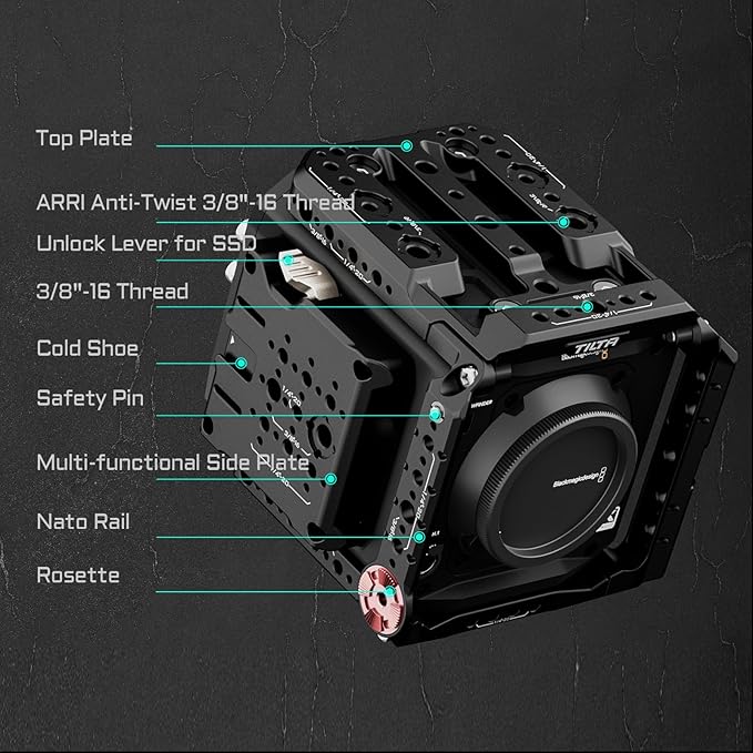 Tilta Camera Cage Compatible with Blackmagic Pyxis 6K/ Pyxis 12K- Includes Full Cage, Quick Release Bottom Plate, and Mini Tool | ES-T21-FCC