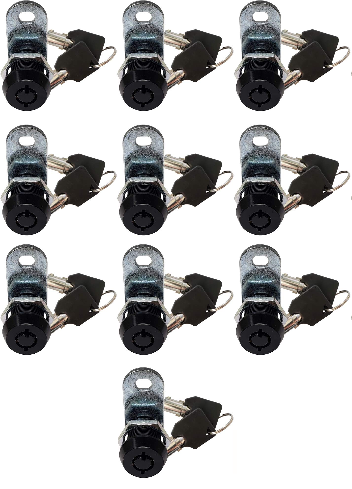 5/8" Tubular Cam Lock (10 Pack-180° Black) RV, Toolbox Cabinet Replacement