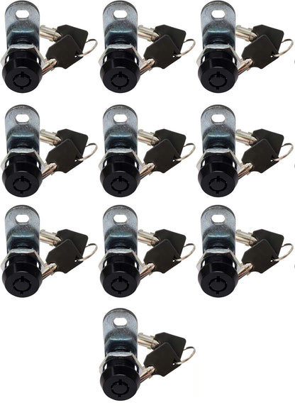 5/8" Tubular Cam Lock (10 Pack-180° Black) RV, Toolbox Cabinet Replacement
