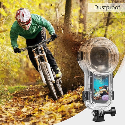 Invisible Dive Case for Insta360 X5, FotStdio Insta 360 X5 Waterproof Case 196ft Underwater Diving Housing Cover with Lens Guard Protective Sealed Shell Photography Housings Action Camera Accessories