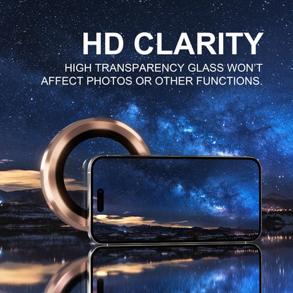Choiche Compatible for iPhone 16 Pro/iPhone 16 Pro Max Camera Lens Protector, 9H Tempered Glass Camera Cover Screen Protector Metal Ring Decoration Accessories(Titanium Desert)