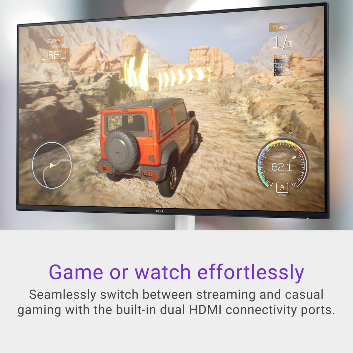 Dell S2725HS 27 Inch Monitor, FHD (1920x1080) Display, 100Hz Refresh Rate, 1500:1 Contrast Ratio, TÜV Rheinland Eye Comfort 4 Star, Integrated 2x5W Speaker, Height/Tilt/Swivel/Pivot- Ash White Color