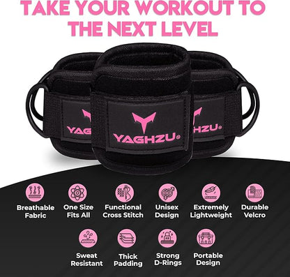 Ankle Straps for Cable Machines Women - Adjustable Gym Ankle Strap for Cable Machine, Neoprene Padded Cable Straps, Durable Leg Strap with Cable Cuff, Glute Kickback Ankle Strap with D Rings