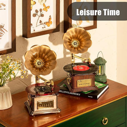 Vintage Style Wooden Record Player with Bluetooth, USB, AUX, FM Radio and Built-in Speakers (109HJ-1)