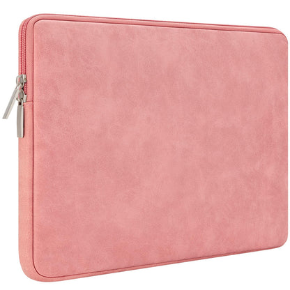 RAINYEAR 15 Inch Laptop Sleeve PU Suede Leather Case Padded Cover, Coral