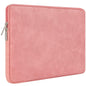 RAINYEAR 14 Inch Laptop Sleeve PU Suede Leather Case Padded Cover, Coral