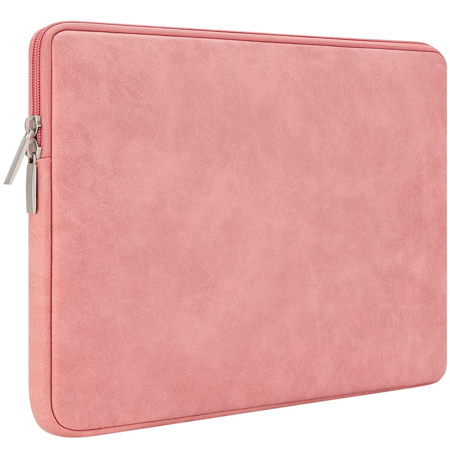 RAINYEAR 15 Inch Laptop Sleeve PU Suede Leather Case Padded Cover, Coral