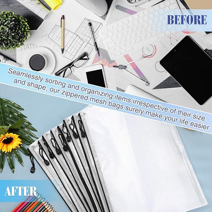 Jetec 32 Pcs Mesh Zipper Bags Toy Storage Bikini Organizer Bag Bolsas Para Guardar Trajes De Baño Waterproof Zipper Reusable Pouch Puzzle Multipurpose for Storage Office(Black,15 x 11 Inch)