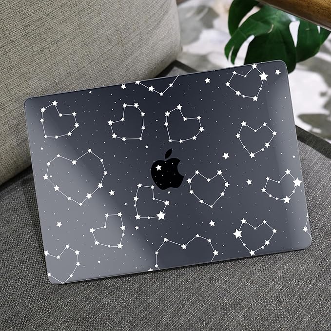 MEEgoodo for M4/M3/M2 MacBook Air 15.3 inch Case 2025 2024 2023, Case Fit Model (A3241/A3114/A2941) for MacBook Air 15 inch, Laptop Hard Shell with Keyboard Cover, Constellations & Hearts