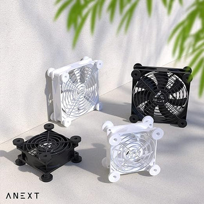 ANEXT, USB Fan, USB Computer Fan, Silent Fans for Receiver DVR PlayStation Xbox Computer, (80mm, Black Dual Packs)