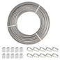 TooTaci 3/16" Stainless Steel Cable, 50ft Wire Rope with Aluminum Crimping Sleeve&Thimbles, 7x19 Strands, 3700lbs Breaking Strength Heavy Duty Aircraft Cable for Zipline, Deck Railing, Shade Sail