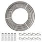 TooTaci 3/16" Stainless Steel Cable, 100ft Wire Rope with Aluminum Crimping Sleeve&Thimbles, 7x19 Strands, 3700lbs Breaking Strength Heavy Duty Aircraft Cable for Zipline, Deck Railing, Shade Sail