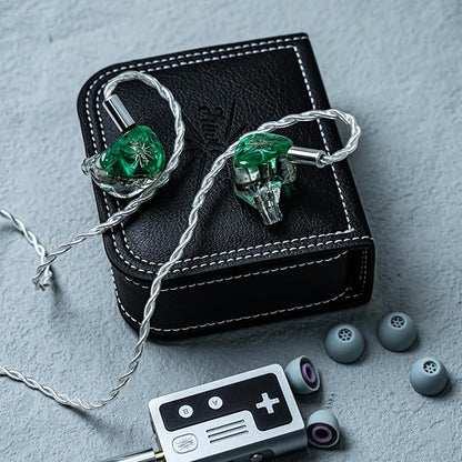 Kiwi Ears Orchestra Lite in Ear Monitor, Custom 8BA HiFi Earphone, Studio Monitor Headphone, Wired Earbuds with Detachable OFC Cable, Handcrafts Faceplate for Audiophile Musician (Green)