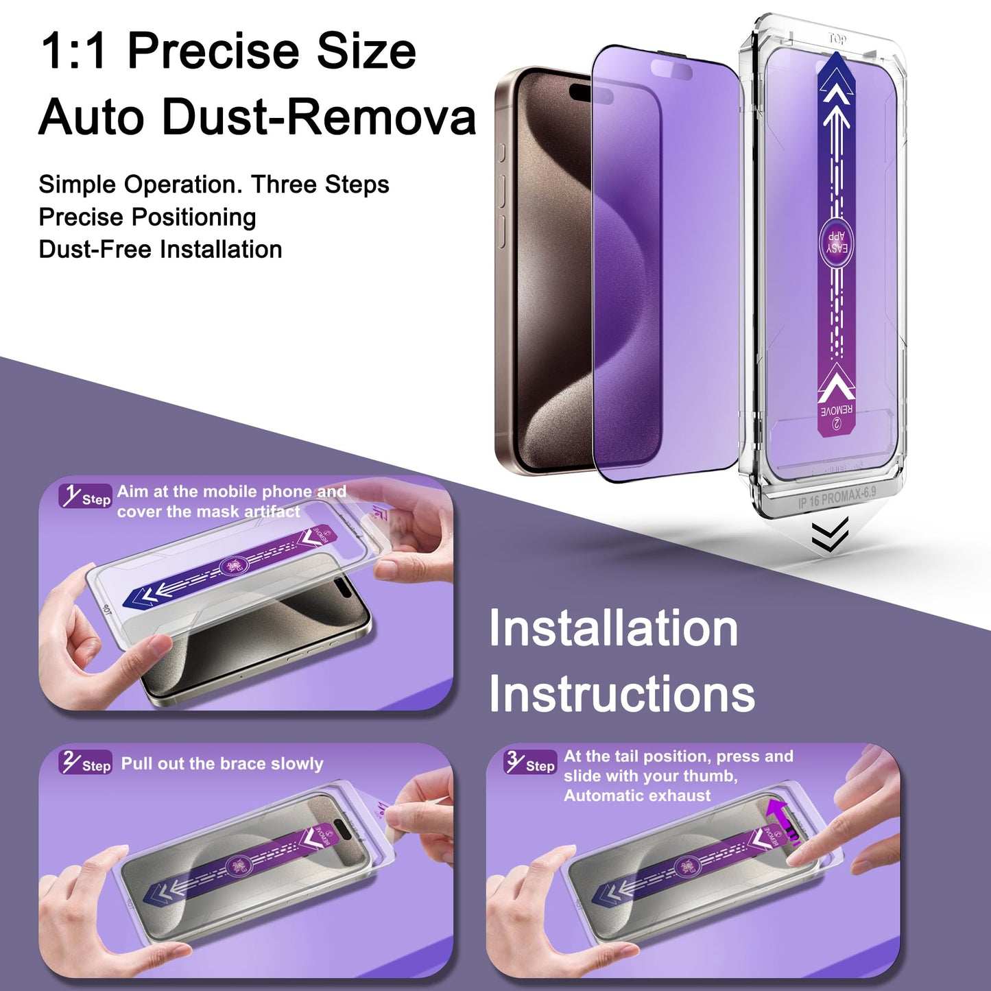 CHRYSHA 2-Pack Anti Blue Light Matte Screen Protector for iPhone 16 Pro Max 6.9-Inch, Auto Dust Removal, No Bubbles, High Definition Clear, Easy Installation