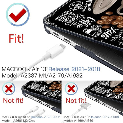 MEEgoodo for MacBook Air 13 inch Case 2021 2020 2019 2018 Released A2337 M1 A2179 A1932 with Touch ID, Plastic Hard Shell & Keyboard Cover Compatible with MacBook Air Case 13.3, Coffee