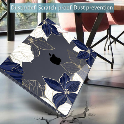 Mektron for 2026 MacBook Air 13-inch M5 Laptop Case A3449 with 13.6-inch Liquid Retina Display Fits 2025 A3240 M4 2024 A3113 M3 2023 A2681 M2 Printed Hard Shell for MacBook Air 13.6", Gold line Lily