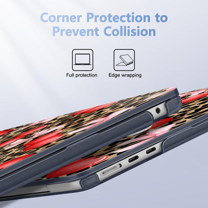 Lepeoac Case for 2026/2025/2024/2023 MacBook Air 15-inch Laptop Release M5 A3448 /M4 A3241 /M3 A3114 /M2 A2941, Stylish Protective Hard Shell Cover for MacBook Air 15.3 inch, Leopard Cherry