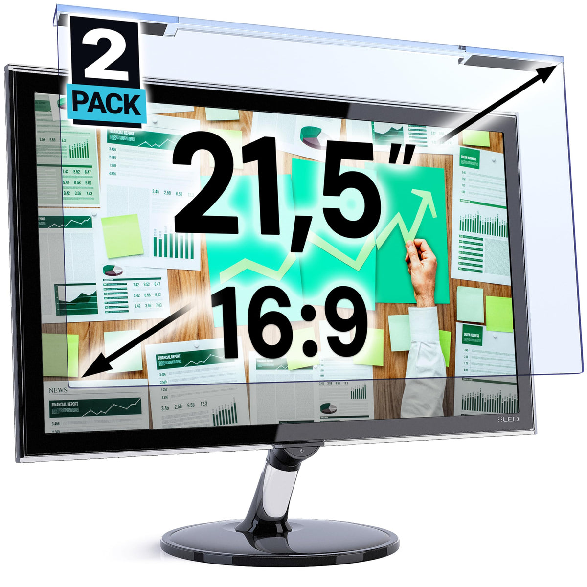 VINTEZ Blue Light Screen Protector for 14 Inch Computer Monitor and Laptop – Anti-UV Blue Light Blocking Film for Desktop PC, Eye Protection Filter, 12.6" x 8.1", 2 Pack