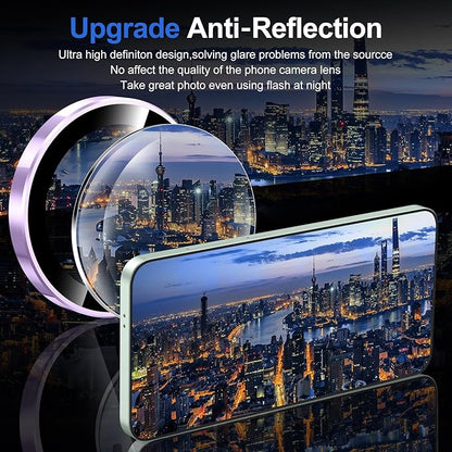for Samsung Galaxy S25 Plus Camera Lens Protector, Individual Metal Ring Tempered Glass Lens Cover, [Strong Adsorption] Scratch Resistant Ultra-Thin HD Clear Lens Cover, 1 Set-Purple Ring