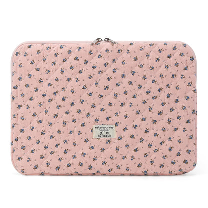 Puffy Laptop Sleeve 13-15.6 Inch Cute Quilted Laptop Protective Case Padded Floral Computer Sleeve for MacBook (A-Dark Pink, 13 Inch)