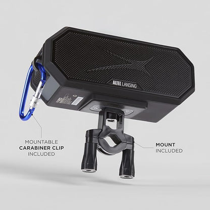 Altec Lansing Loud Portable Speakers Bluetooth Wireless Waterproof - MultiColor LED, 20 Hour Playtime, Mount Included | HydraBLAST 2.0 Magnetic Bluetooth Speaker for Travel, Home and Outdoor Adventure