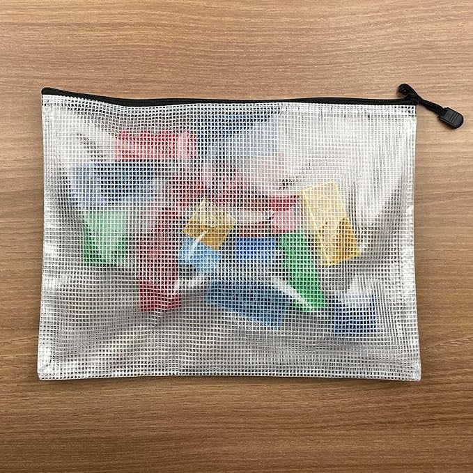 OAIMYY-20 Pcs 7"x 11" Mesh Zipper Pouch Bags, Zipper Bags for Organizing Storage,Zipper Pouches, Letter Size, File Bags for School,Puzzle, Board Games and Office Supplies (Color)