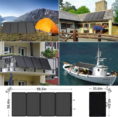400W 42V ETFE Portable Solar Panel, IP68 Waterproof Foldable 24% High Conversion, Ultra-Light Solar Charger for Power Station RV Camping Off Grid