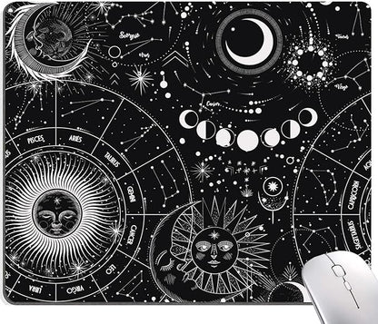 Moon Sun Mouse Pad - Custom Design, Waterproof, Non-Slip Rubber Base, Office Laptop, 9.5"x7.9"x0.12" Inch