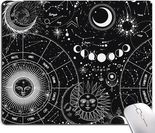Moon Sun Mouse Pad - Custom Design, Waterproof, Non-Slip Rubber Base, Office Laptop, 9.5"x7.9"x0.12" Inch