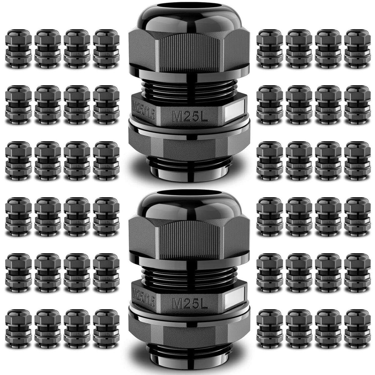 QILIPSU 10pcs M12L Long Thread Cable Gland Waterproof IP68 Nylon Strain Relief Cord Grip Cable Pass Through Wire Connector