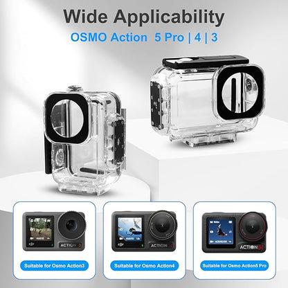 FitStill 196FT/60M Underwater Waterproof Case with Magnetic Quick Release Interface Compatible with DJI Osmo Action 5 Pro Action 4 Action 3,Protective Cover Invisible Diving Action Shell Accessory Kit