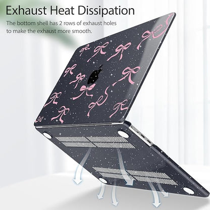 May Chen for MacBook Air 13.6 inch Case A3240 M4 A3113 M3 A2681 M2 with Retina Dispaly, 2025 2024 2023 2022 Release, Plastic Hard Shell Case with Screen Protector & Keyboard Cover, Black Glitter Bow