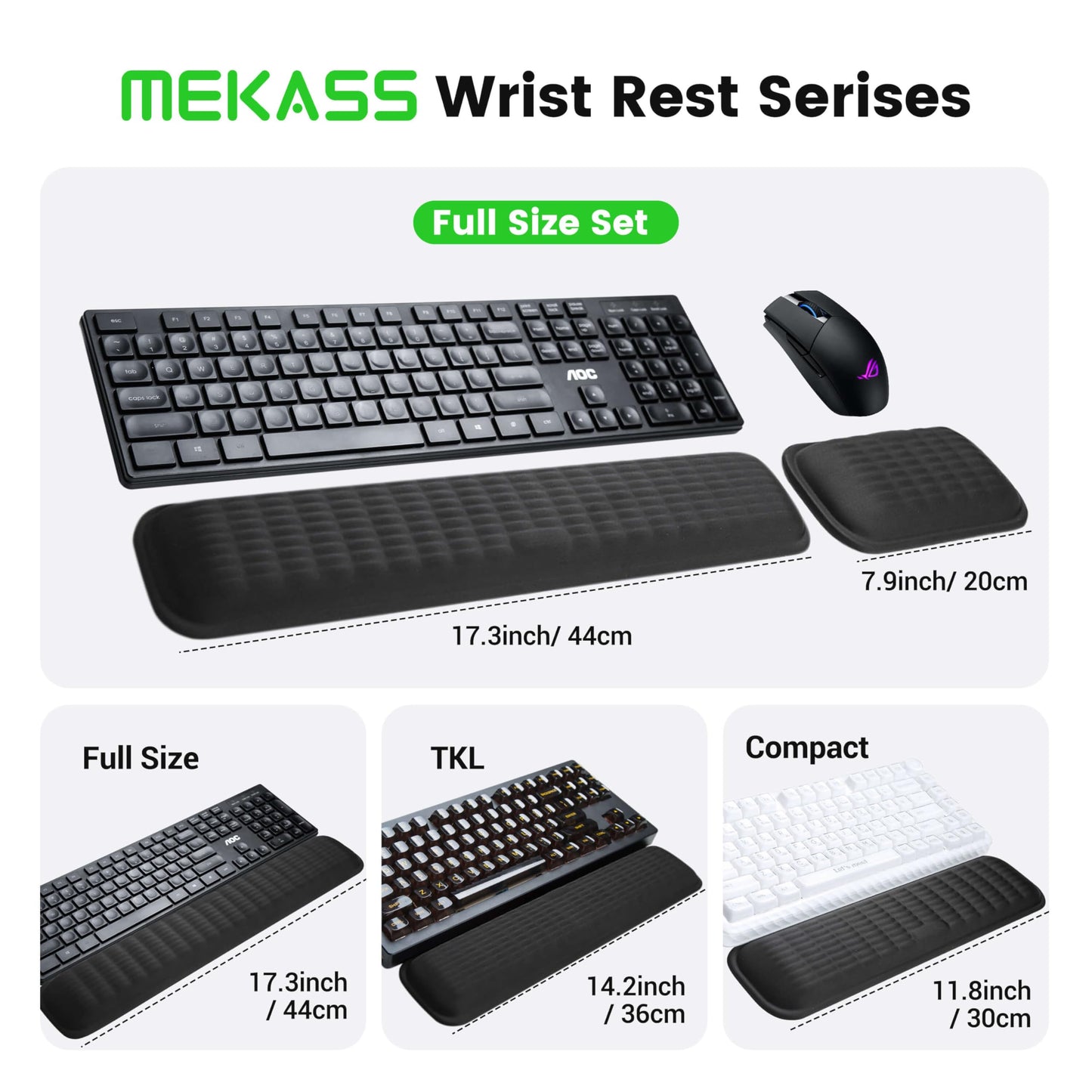 MEKASS Ergonomic Wrist Rest for Keyboard and Mouse, Soft Memory Foam Keyboard Wrist Rest Set with Non-Slip Silicone Base, Easy Typing, Pain Relief, Comfort for Office, Work, Gaming (Purple)