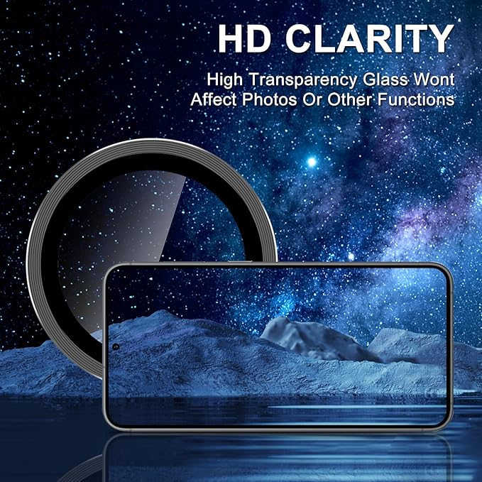 Avocase for Samsung Galaxy S25 Plus Camera Lens Protector, Individual Metal Ring Tempered Glass Lens Cover, [Strong Adsorption] Scratch Resistant Ultra-Thin HD Clear Lens Cover, 1 Set-Black