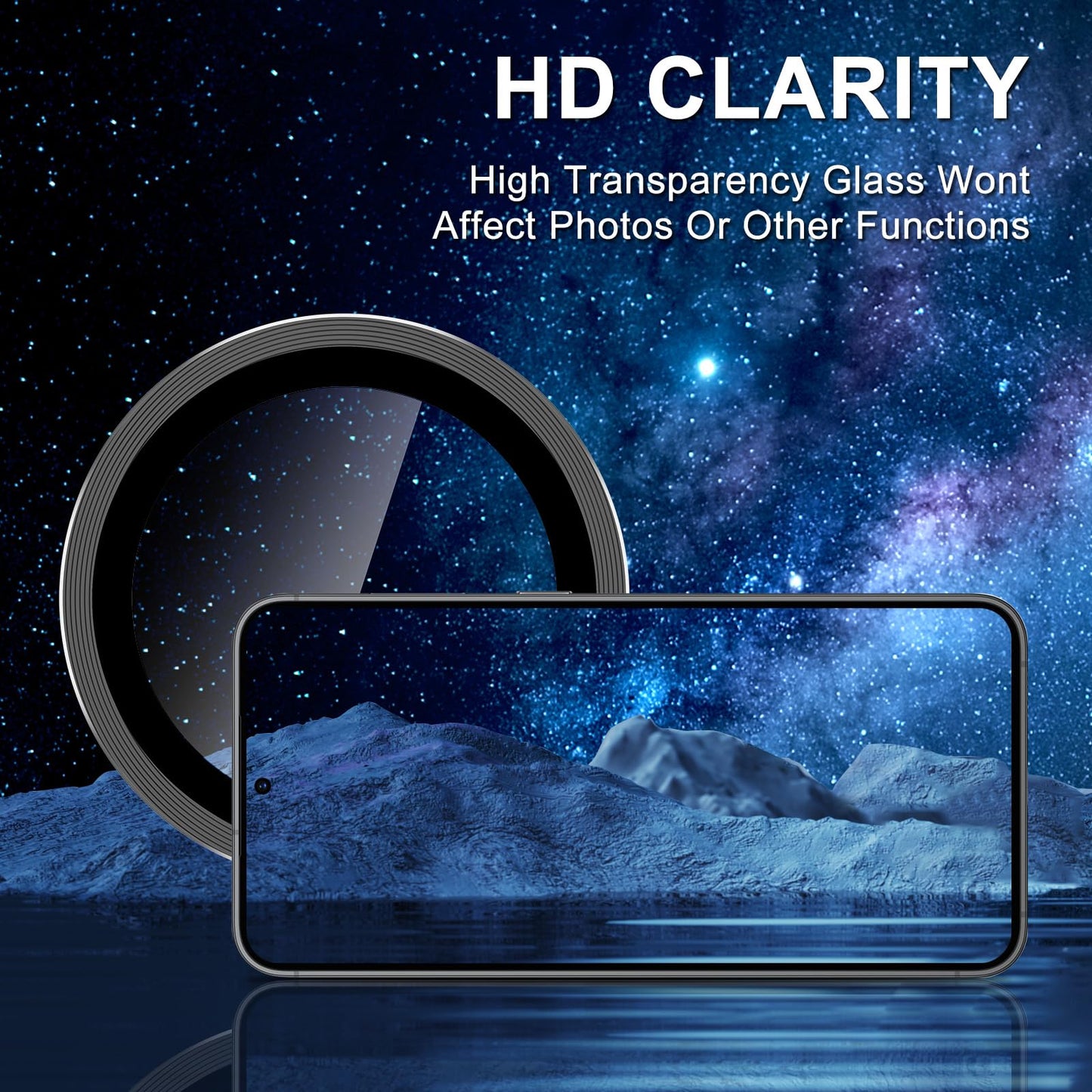 Avocase for Samsung Galaxy S25 Plus Camera Lens Protector, Individual Metal Ring Tempered Glass Lens Cover, [Strong Adsorption] Scratch Resistant Ultra-Thin HD Clear Lens Cover, 1 Set-Black