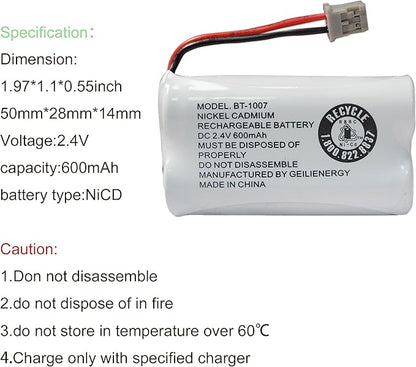 GEILIENERGY BT1007 BT1015 Phone Battery Compatible BT-1007 BT-1015 BT-904 BBTY0460001 BBTY0510001 DCX150 DECT1500 D1484 HHR-P506 HHR-P506A Handset Cordless Telephone(6 Pack)