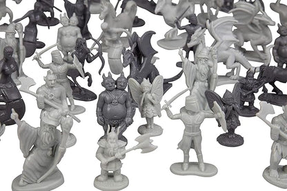 Monster Fantasy Creature Mini Action Figure Playset - 98pcs Toy Miniatures w 14 Unique Designs - Dragons, Wizards, Orcs, & More- XL 1/32 Scale Compatible with Dungeons and Dragons and Other RPG Games